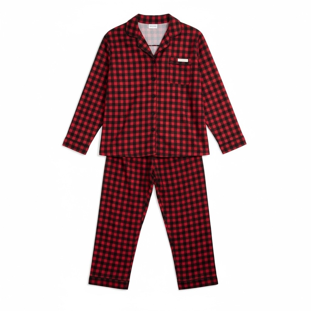 Simply Southern Red Black Buffalo Plaid Pajama Set Size M Long Sleeve Pants